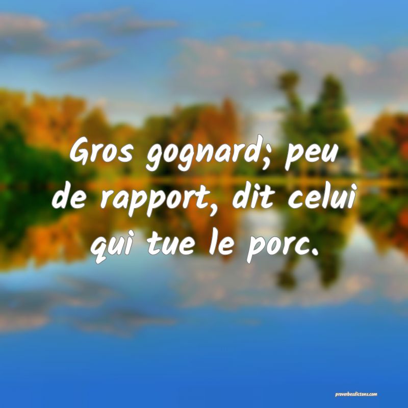 Gros gognard; peu de rapport, dit celui qui tue le porc.