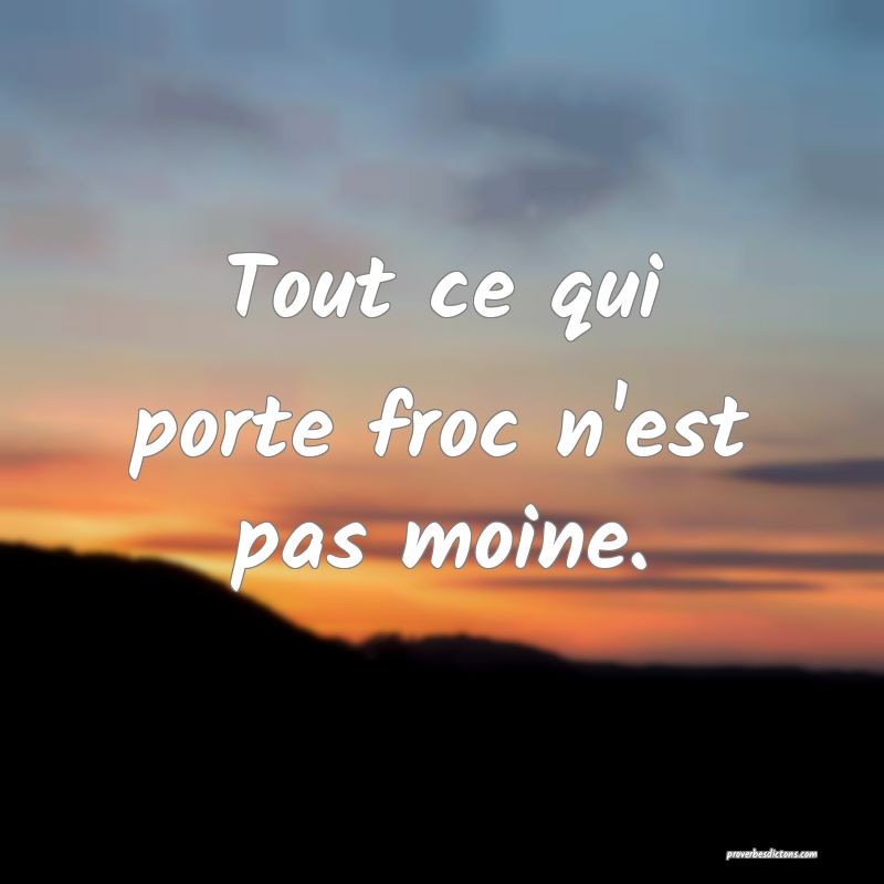 Tout ce qui porte froc n'est pas moine.