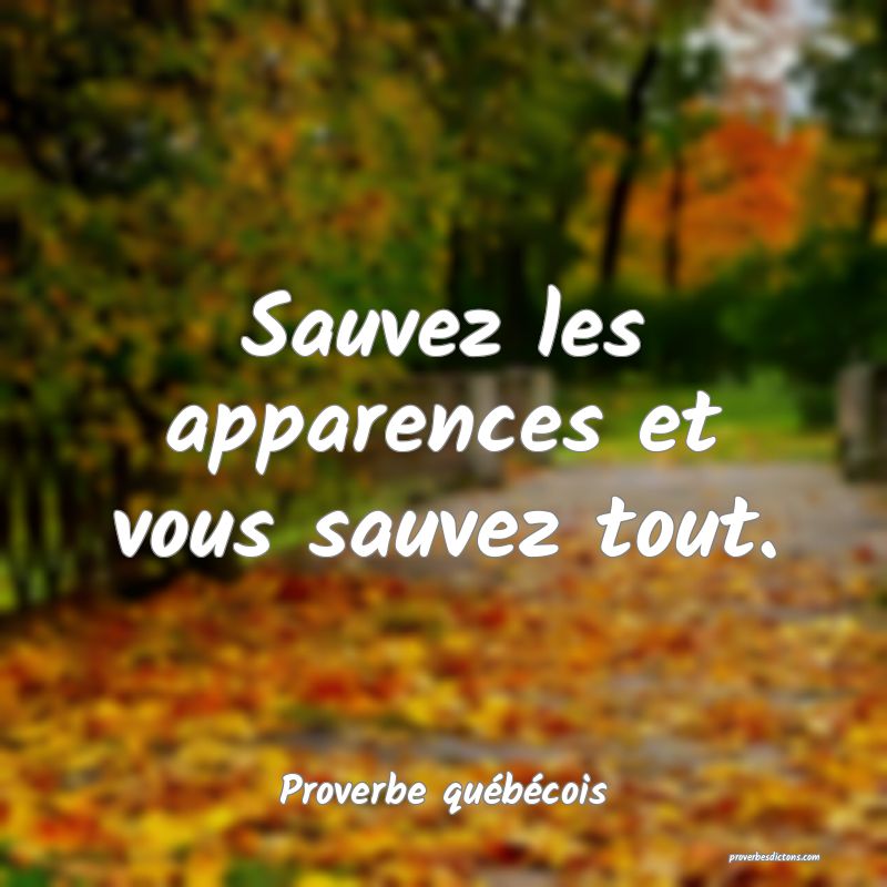  Sauvez les apparences et vous sauvez tout.