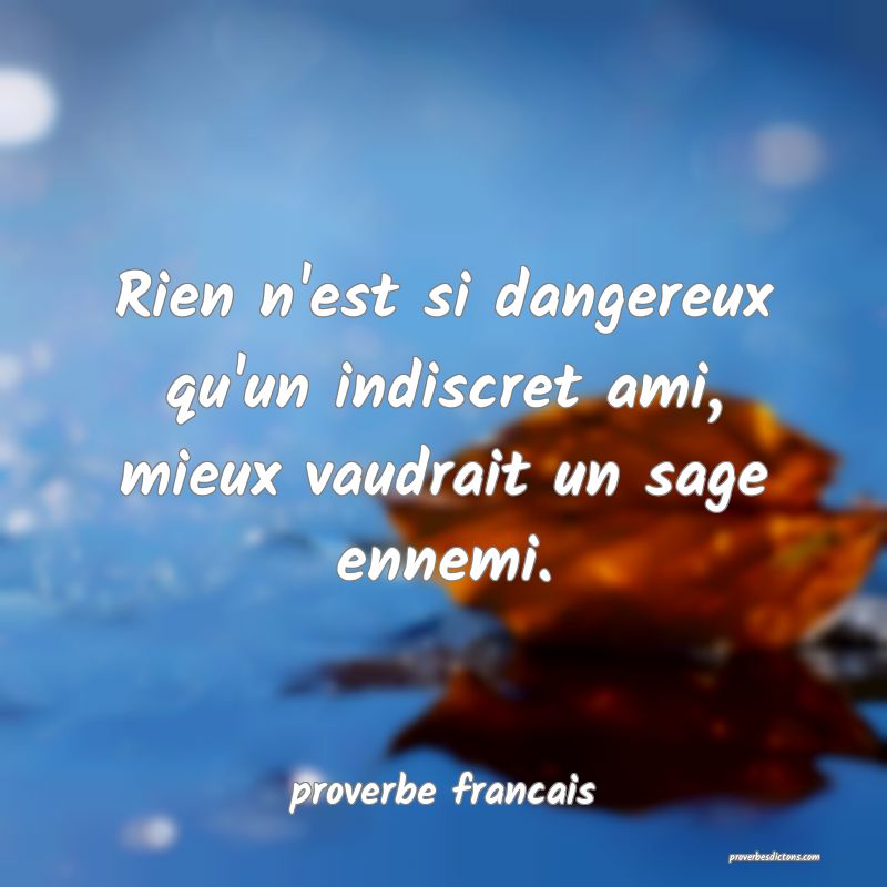 Rien n'est si dangereux qu'un indiscret ami, mieux vaudrait un sage ennemi.