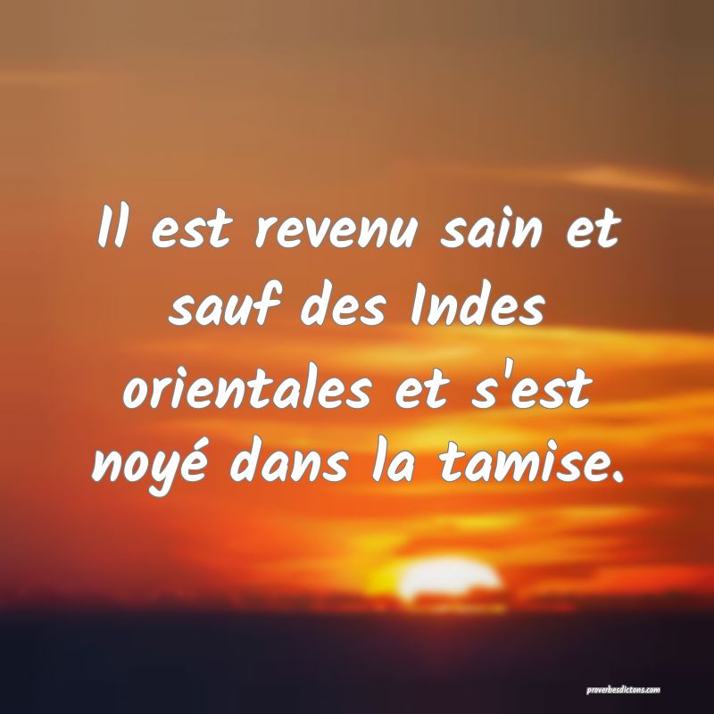 Il est revenu sain et sauf des Indes orientales et s'est noyé dans la tamise.