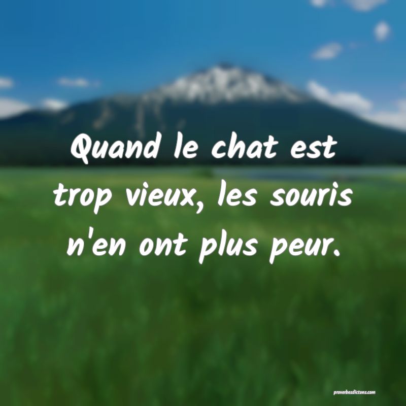 Quand le chat est trop vieux, les souris n'en ont plus peur.
