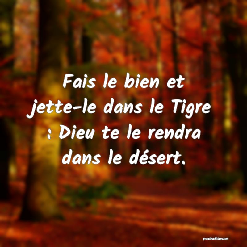 Fais le bien et jette-le dans le Tigre : Dieu te le rendra dans le désert.