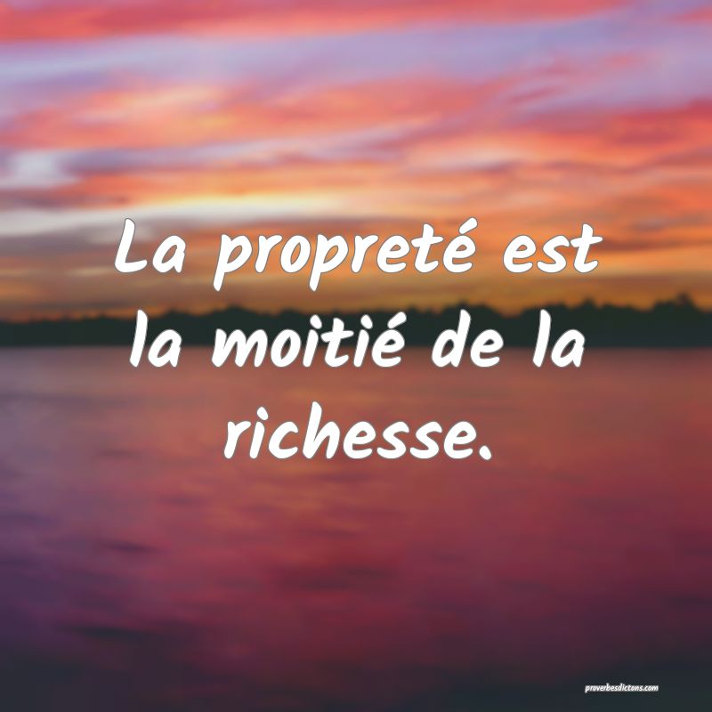La propreté est la moitié de la richesse.