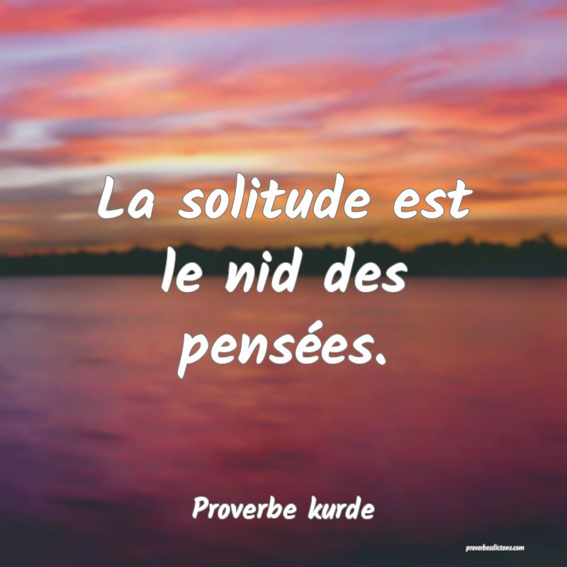 La solitude est le nid des pensées.