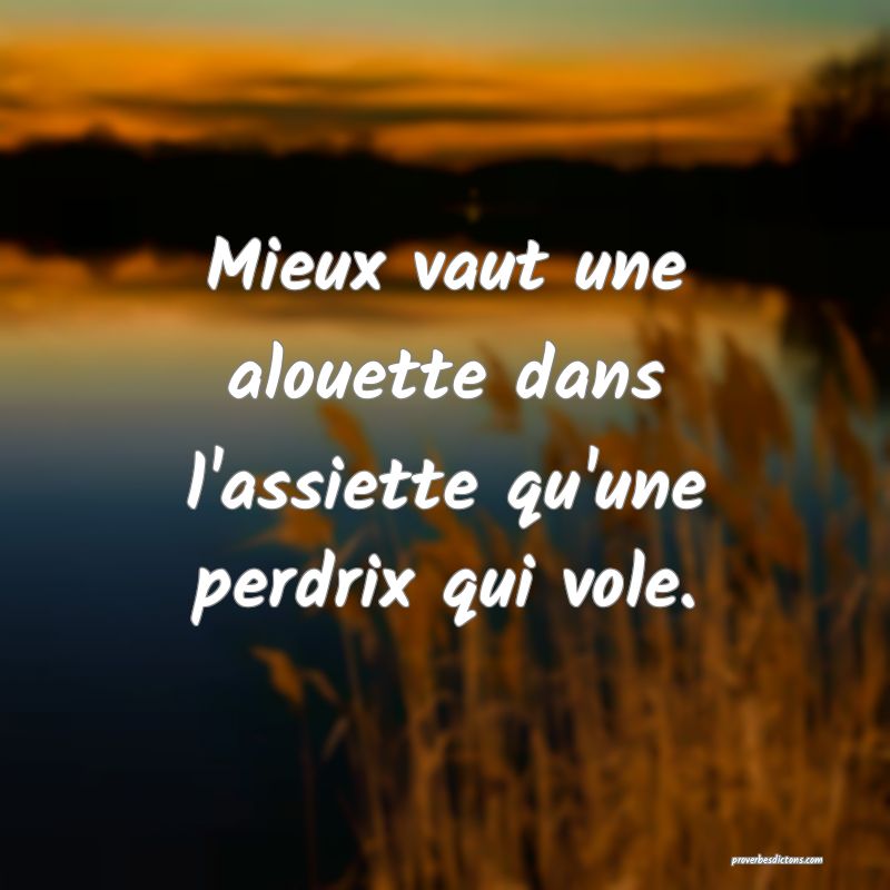 Mieux vaut une alouette dans l'assiette qu'une perdrix qui vole.