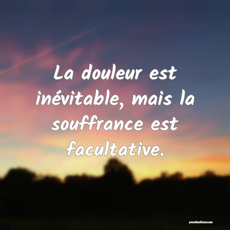 La douleur est inévitable, mais la souffrance est facultative.