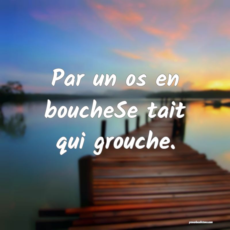 Par un os en boucheSe tait qui grouche.