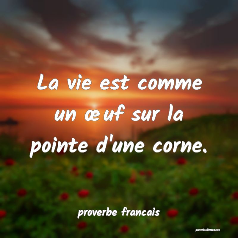 La vie est comme un œuf sur la pointe d'une corne.