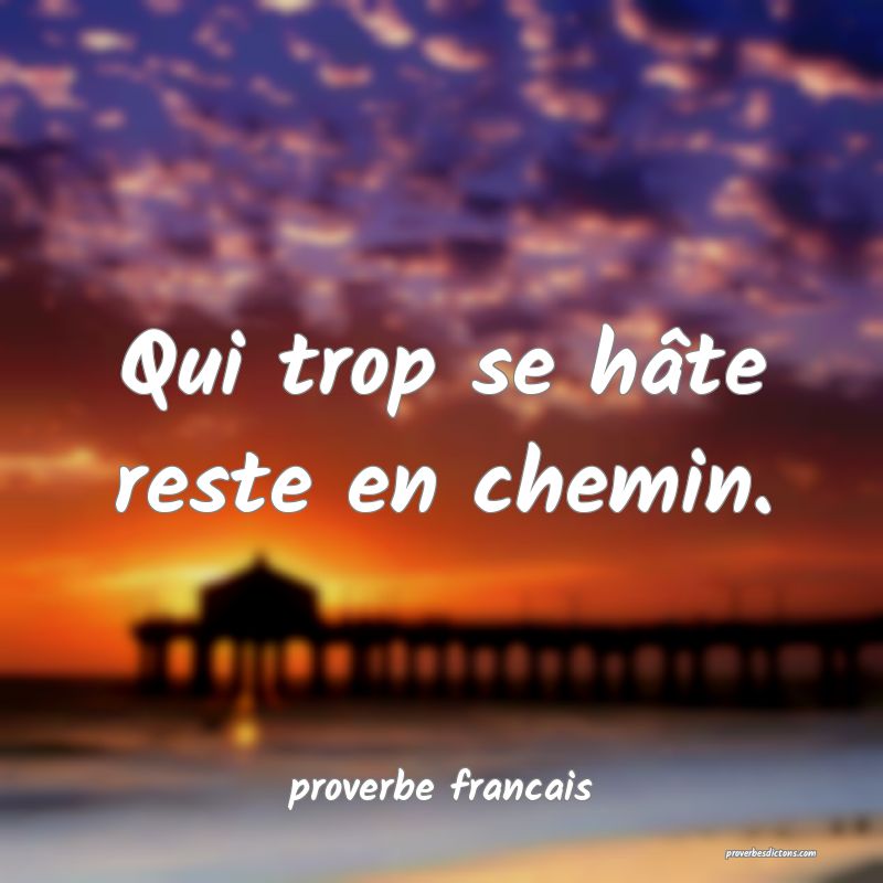 Qui trop se hâte reste en chemin.