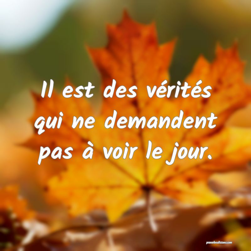 Il est des vérités qui ne demandent pas à voir le jour.