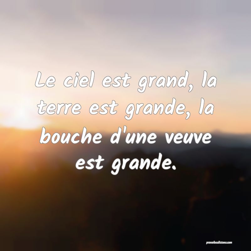 Le ciel est grand, la terre est grande, la bouche d'une veuve est grande.