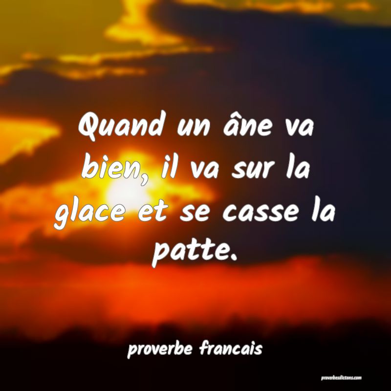Quand un âne va bien, il va sur la glace et se casse la patte.