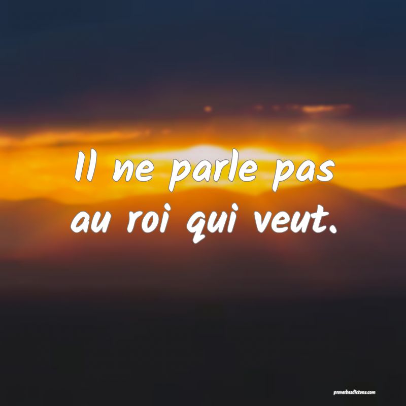 Il ne parle pas au roi qui veut.