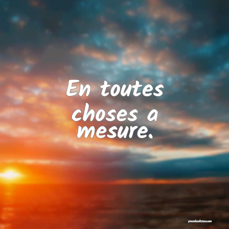 En toutes choses a mesure.