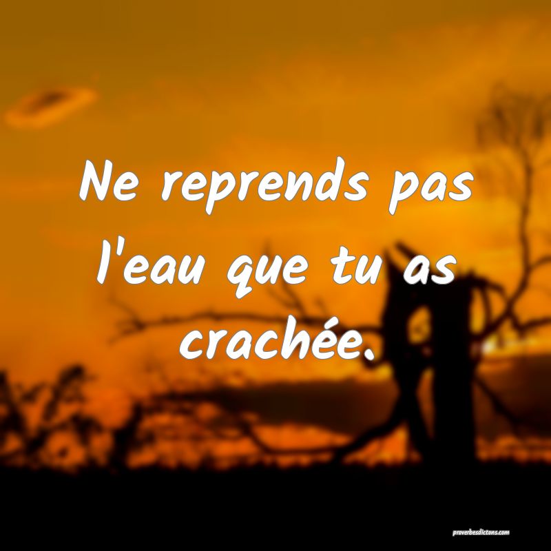 Ne reprends pas l'eau que tu as crachée.