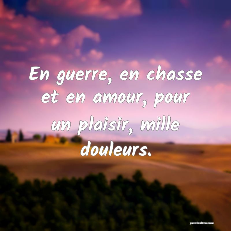 En guerre, en chasse et en amour, pour un plaisir, mille douleurs.
