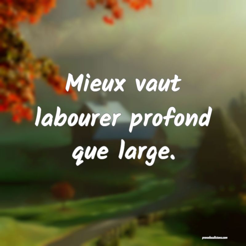 Mieux vaut labourer profond que large.