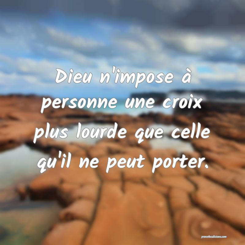 Dieu n'impose à personne une croix plus lourde que celle qu'il ne peut porter.