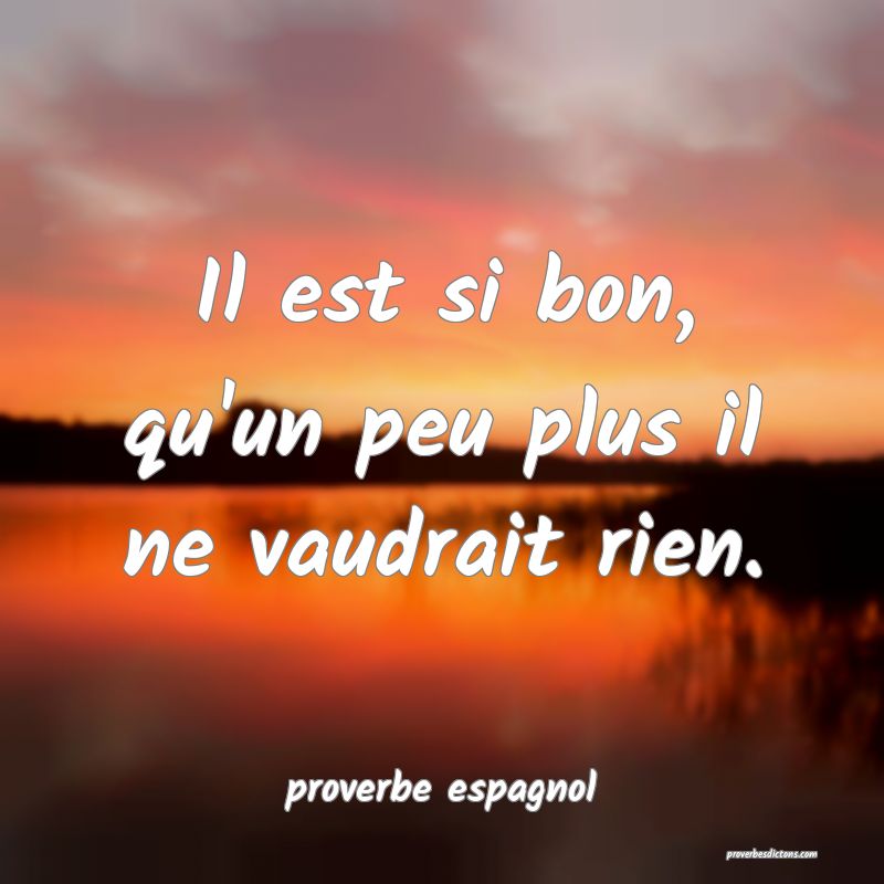  Il est si bon, qu'un peu plus il ne vaudrait rien.