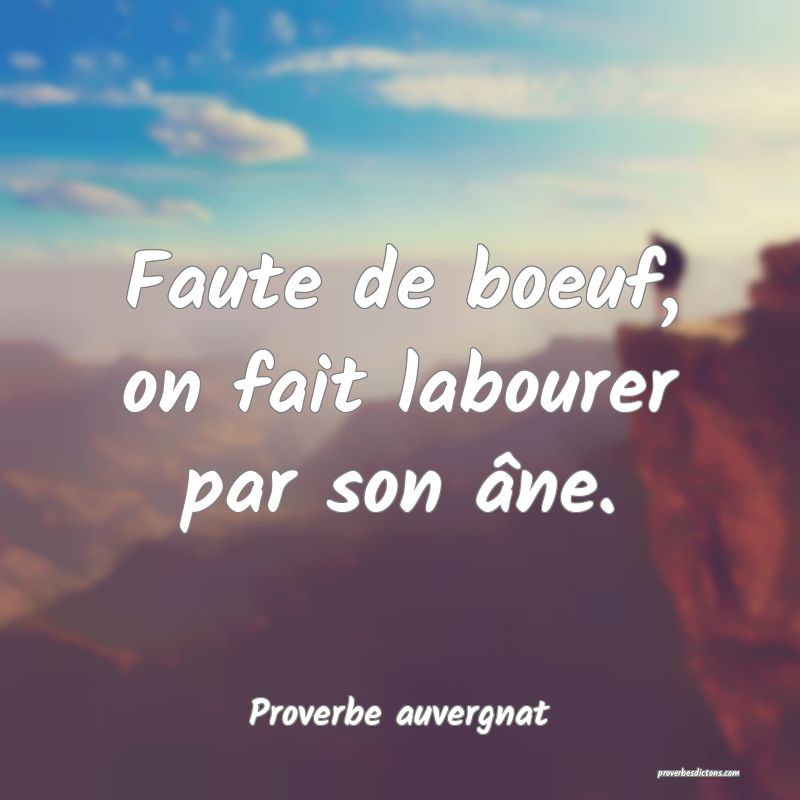 Faute de boeuf, on fait labourer par son âne.