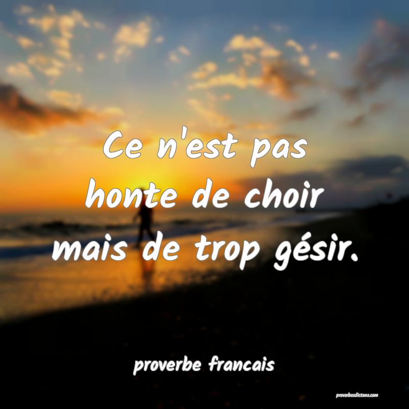 Ce n'est pas honte de choir mais de trop gésir.
