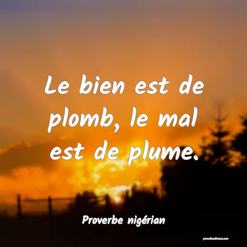 Le bien est de plomb, le mal est de plume.
