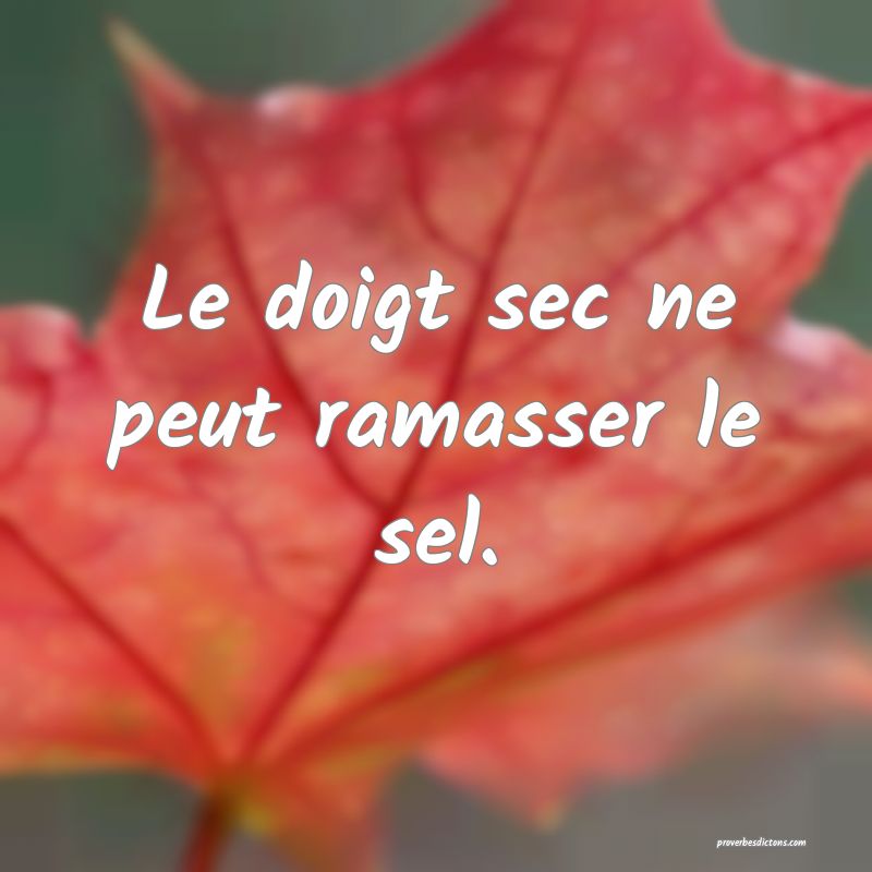 Le doigt sec ne peut ramasser le sel.
