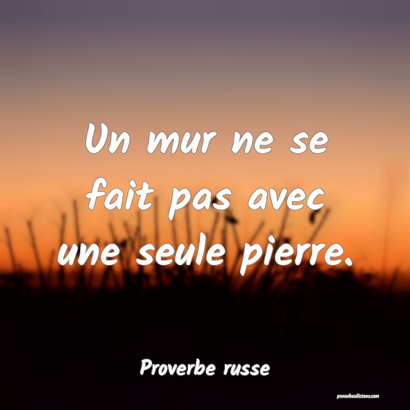 Un mur ne se fait pas avec une seule pierre.