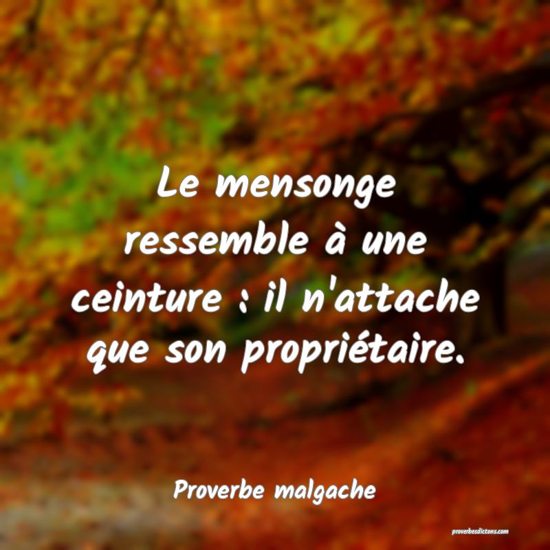 Le mensonge ressemble à une ceinture : il n'attache que son propriétaire.