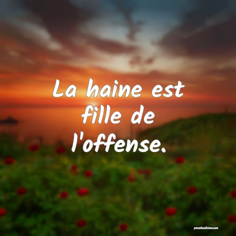 La haine est fille de l'offense.