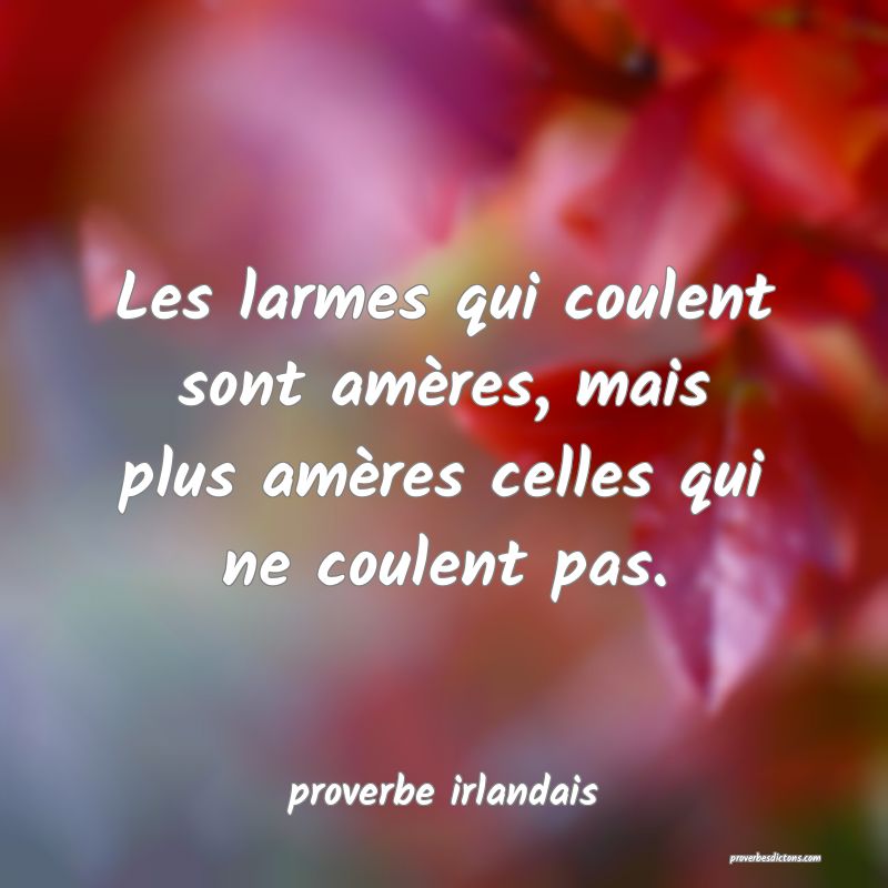  Les larmes qui coulent sont amères, mais plus amères celles qui ne coulent pas.