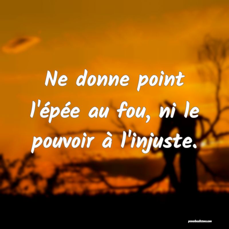 Ne donne point l'épée au fou, ni le pouvoir à l'injuste.