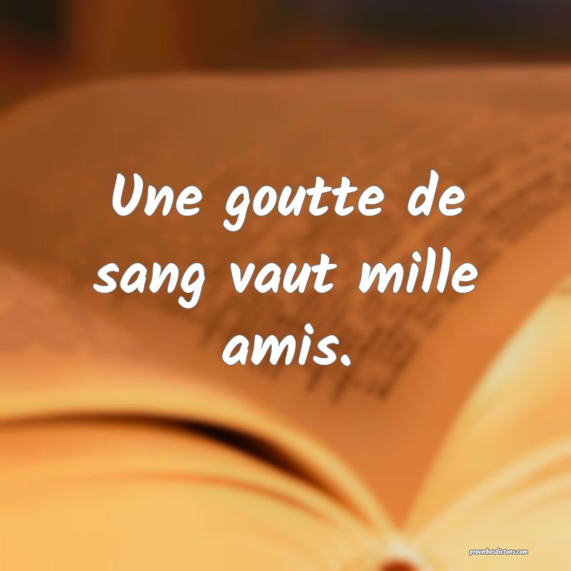 Une goutte de sang vaut mille amis.
