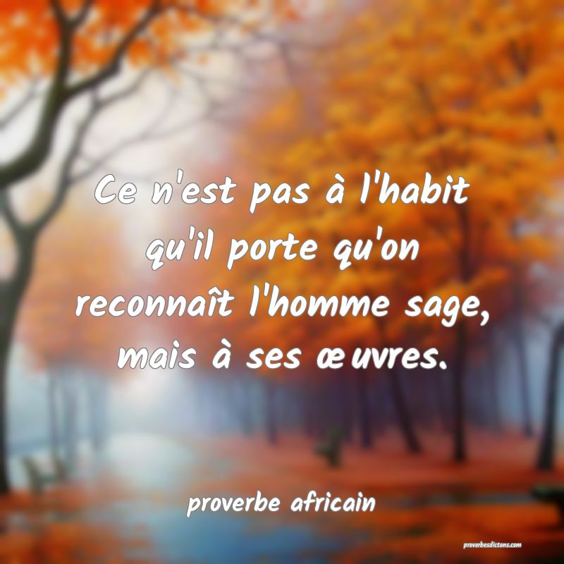 Ce n'est pas à l'habit qu'il porte qu'on reconnaît l'homme sage, mais à ses œuvres.