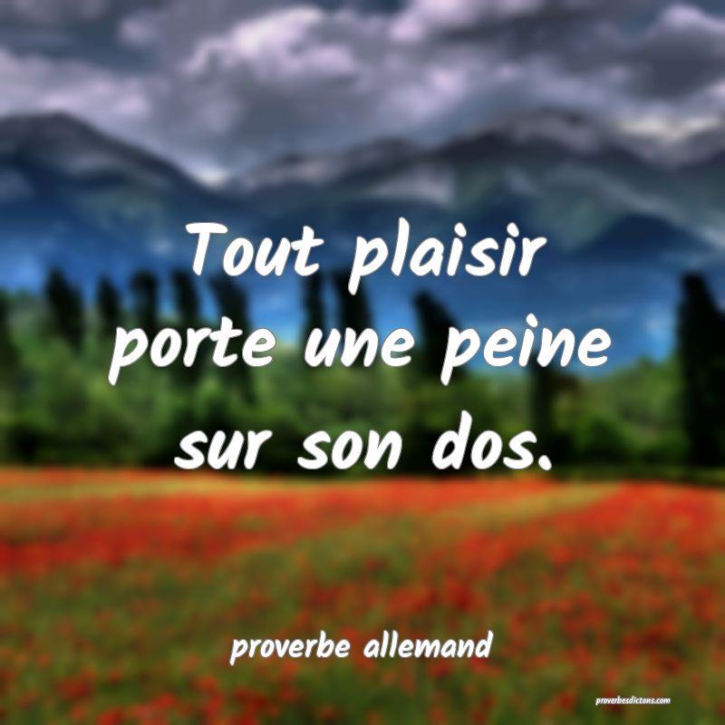  Tout plaisir porte une peine sur son dos.