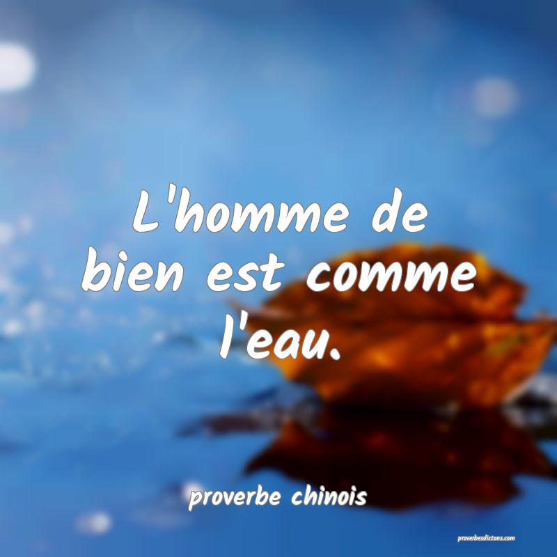 L'homme de bien est comme l'eau.