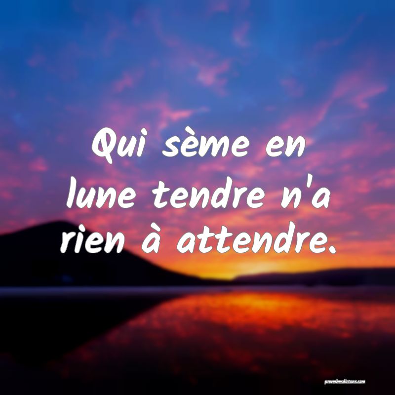Qui sème en lune tendre n'a rien à attendre.