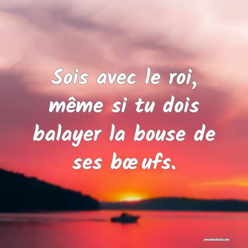 Sois avec le roi, même si tu dois balayer la bouse de ses bœufs.