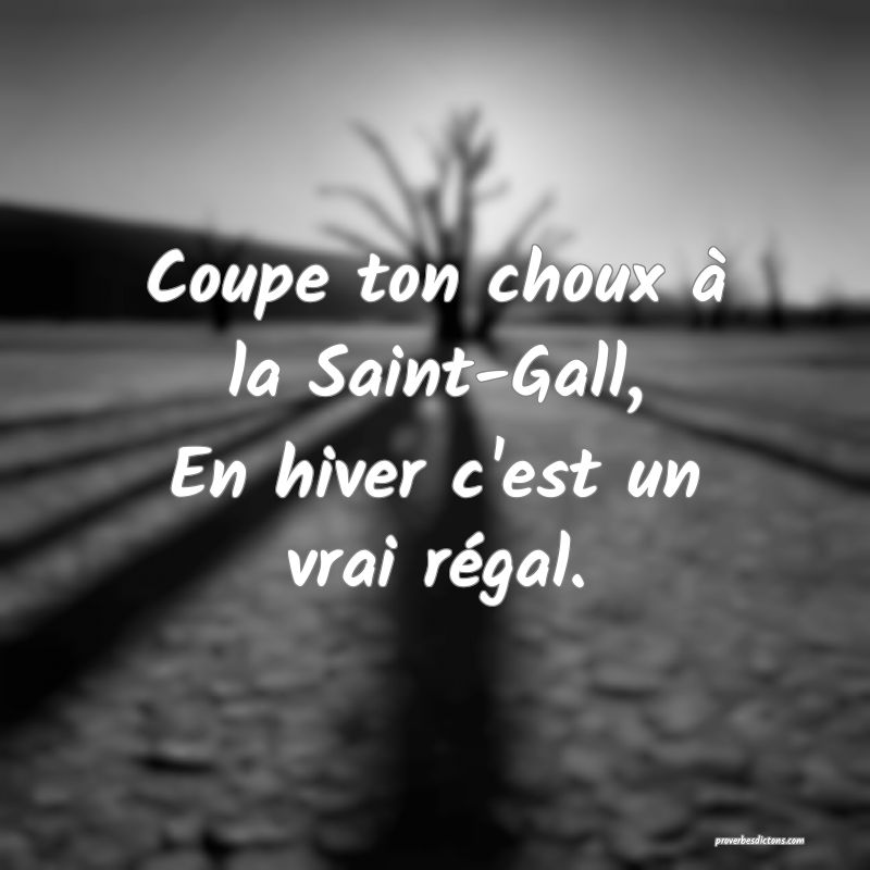 Coupe ton choux à la Saint-Gall,
En hiver c'est un vrai régal.