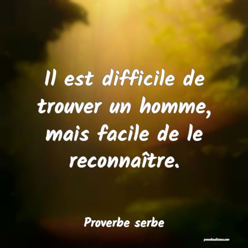  Il est difficile de trouver un homme, mais facile de le reconnaître.