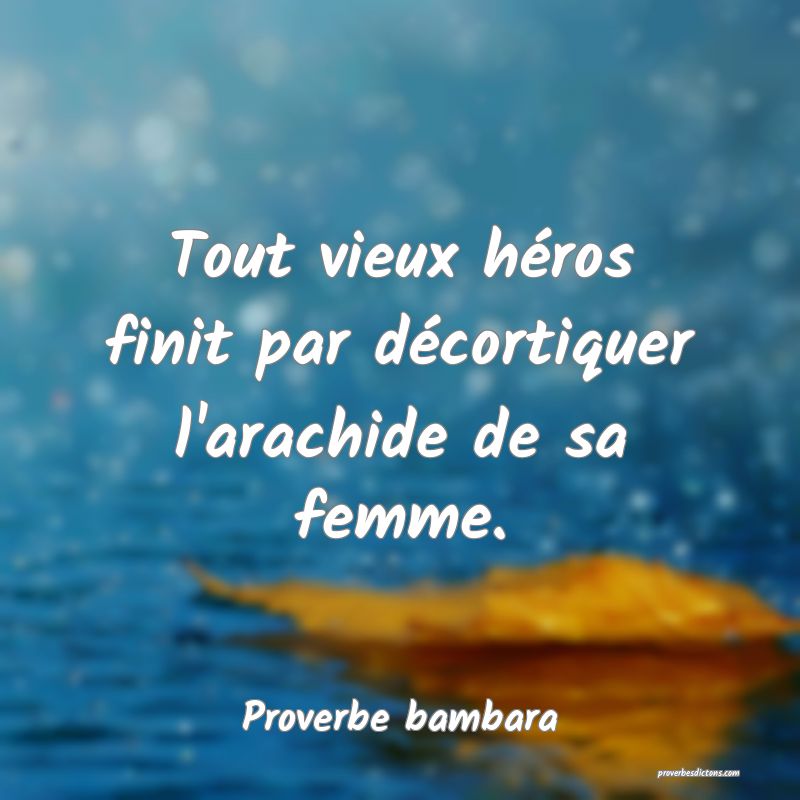 Tout vieux héros finit par décortiquer l'arachide de sa femme.
