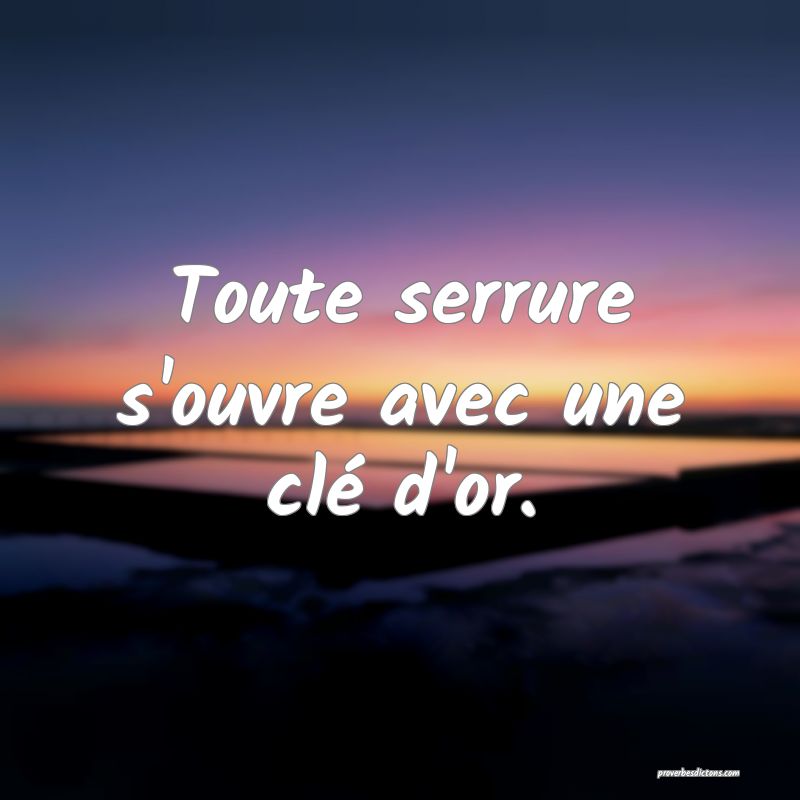 Toute serrure s'ouvre avec une clé d'or.