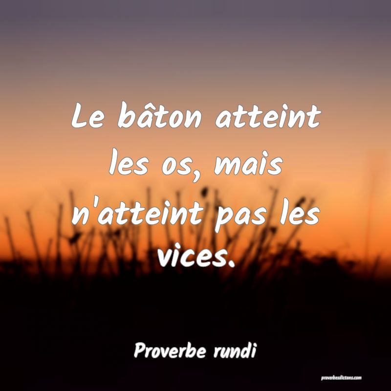 Le bâton atteint les os, mais n'atteint pas les vices.