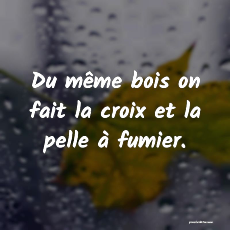 Du même bois on fait la croix et la pelle à fumier.