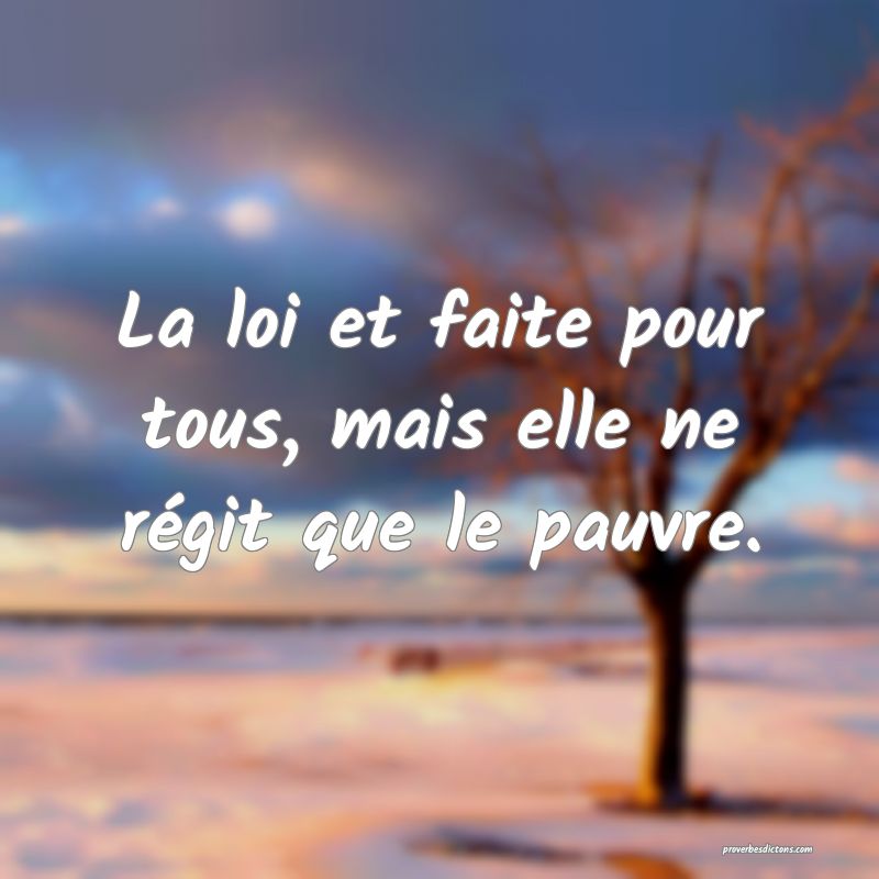 La loi et faite pour tous, mais elle ne régit que le pauvre.