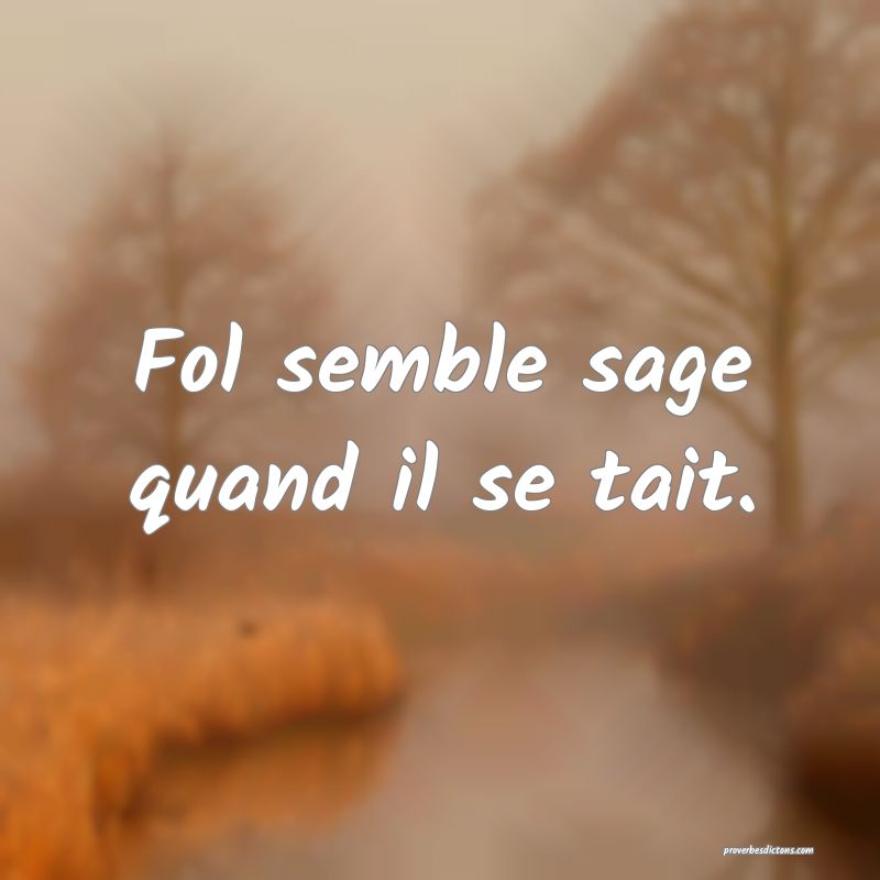 Fol semble sage quand il se tait.
