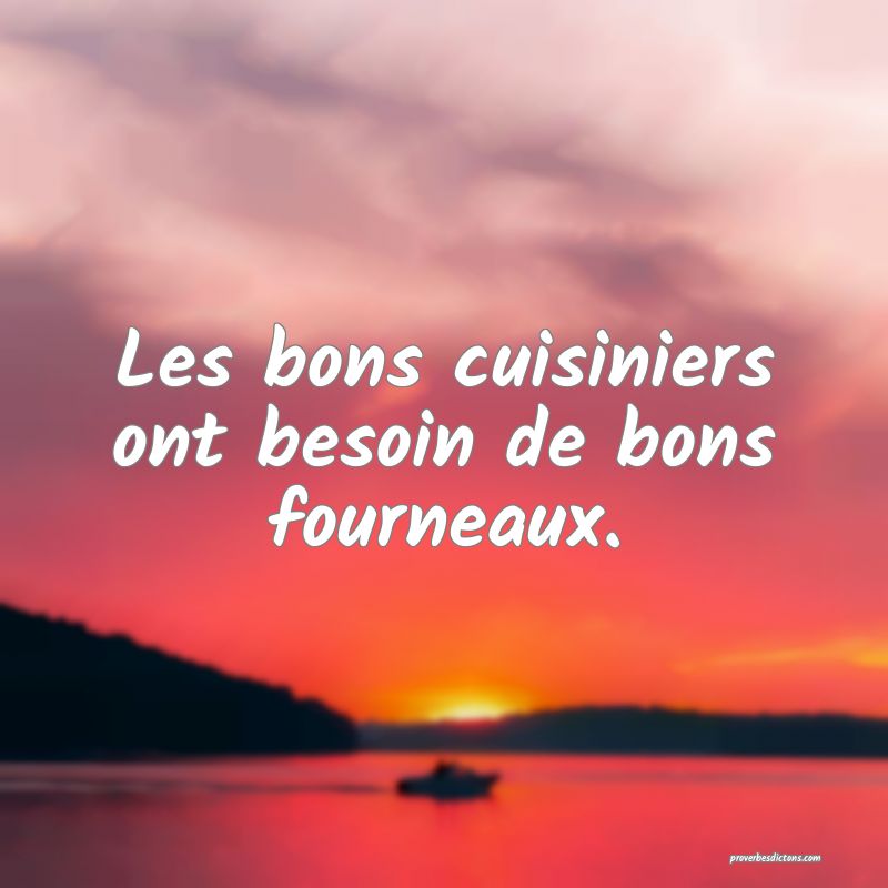 Les bons cuisiniers ont besoin de bons fourneaux.