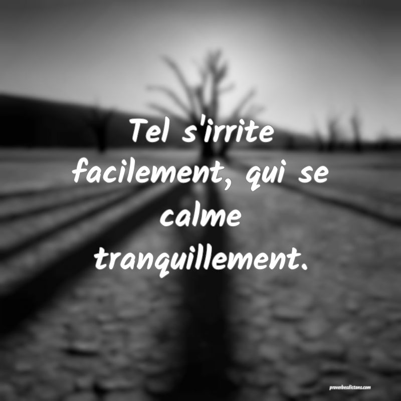 Tel s'irrite facilement, qui se calme tranquillement.