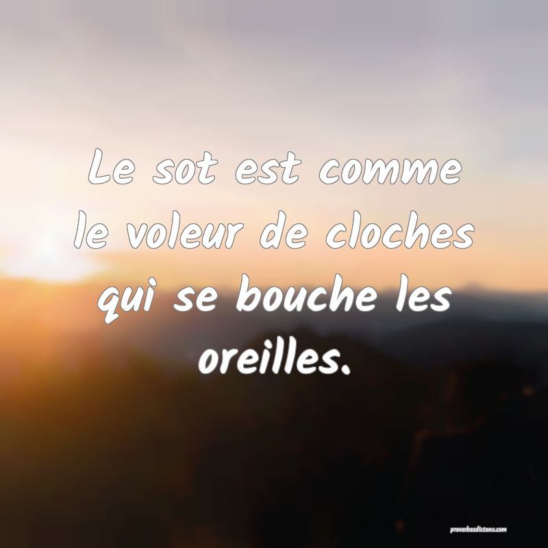 Le sot est comme le voleur de cloches qui se bouche les oreilles.